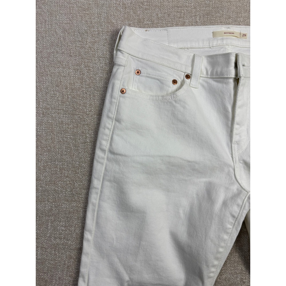 Levis White Boyfriend Jeans Womens Size 29 Mid Rise Relaxed Denim Pants - Picture 2 of 11